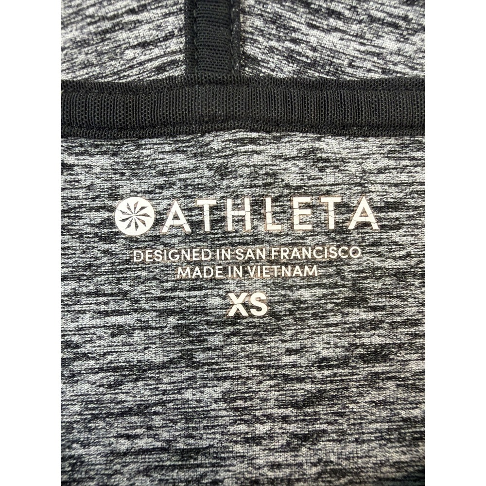 Athleta Womens XS Gray Hooded Pullover Top Long Sleeve Heathered Activewear - Picture 3 of 8